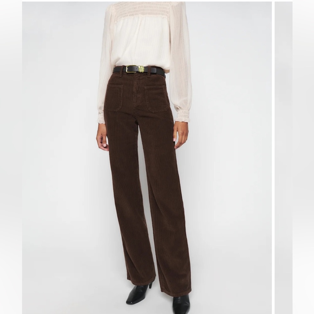 Reformation Alyssa High Rise Wide Leg Corduroy Pants Cafe - Size 26 NWT